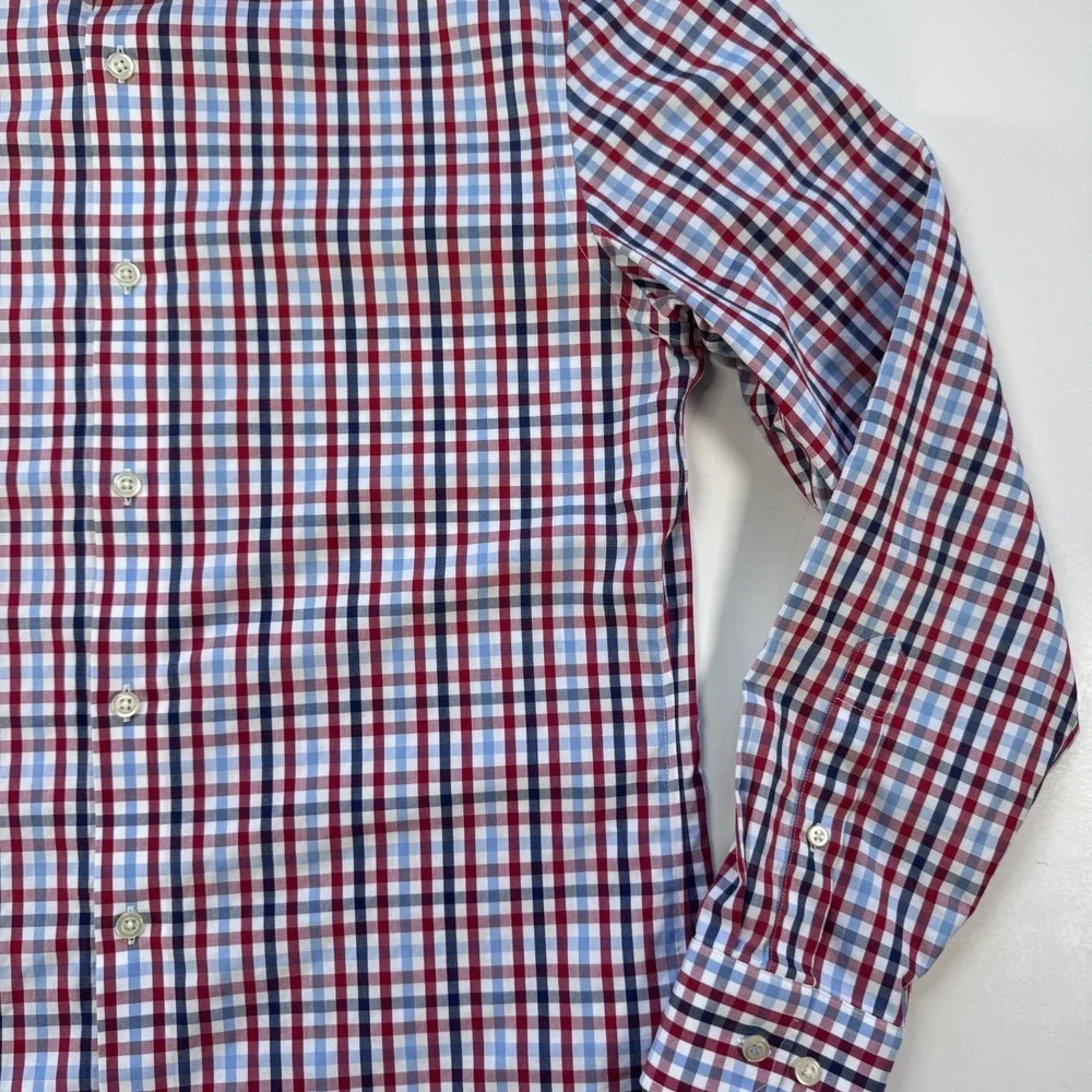 BANANA REPUBLIC Non Iron Grant Fit Button Up L/S Shirt Mens Medium BlueRedWhite